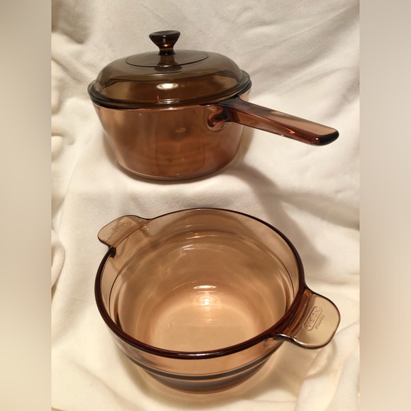 10209 Amber Vision Pyrex Corning Ware 1.5L Quart Sauce Pan Double Boiler w/ Lid - Picture 13 of 16